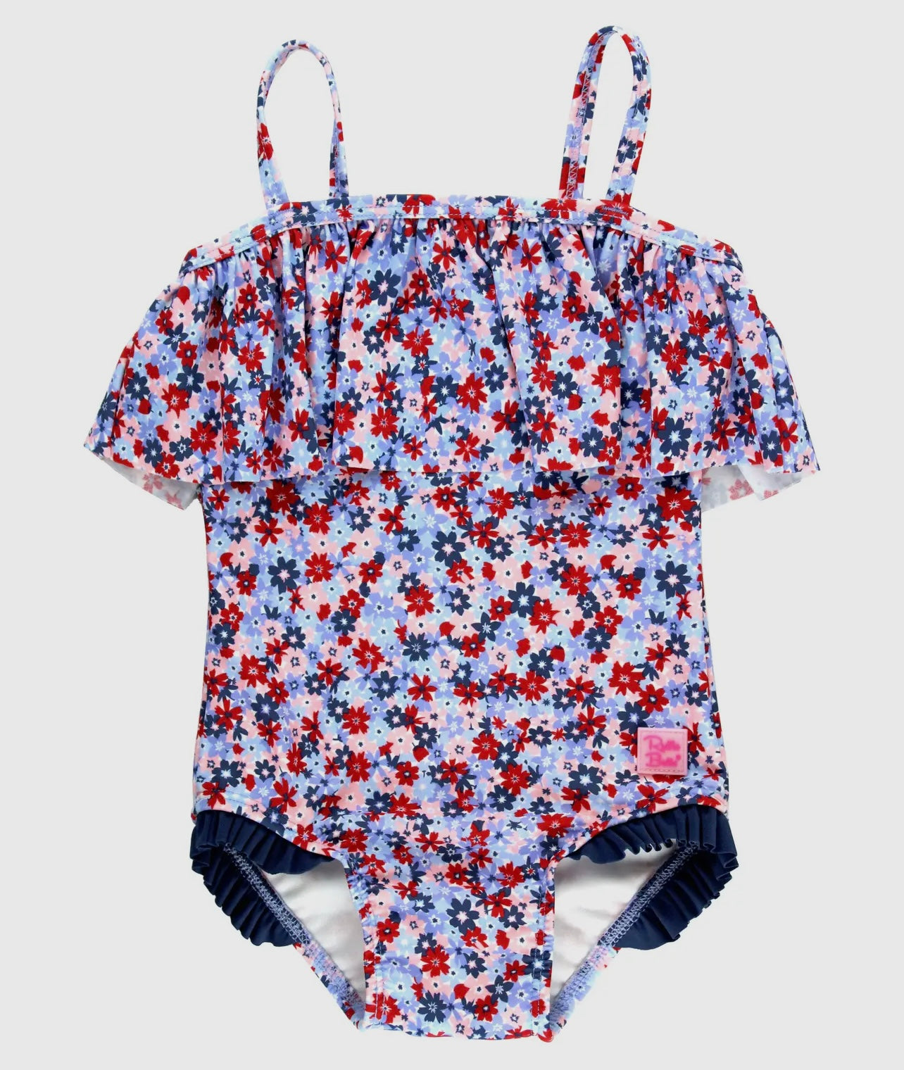 Red White and Bloom Single Ruffle One Piece