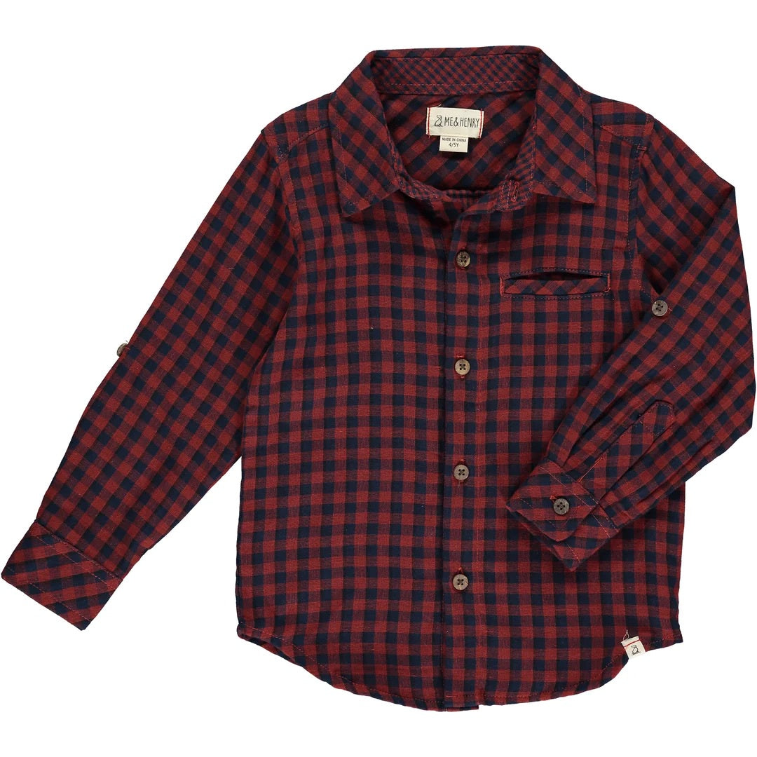 Atwood Plaid Woven Shirt in Burgundy/Navy