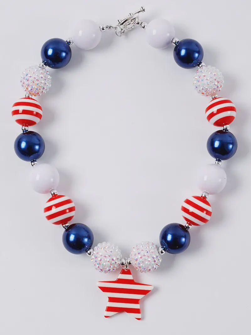 4th of July Star Bubblegum Necklace