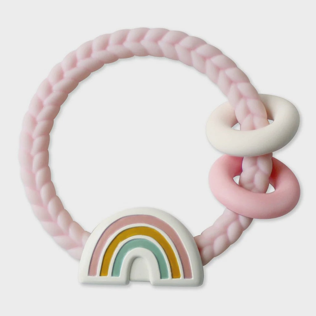 Ritzy Rattle™ Silicone Teether Rattles - Pink Rainbow