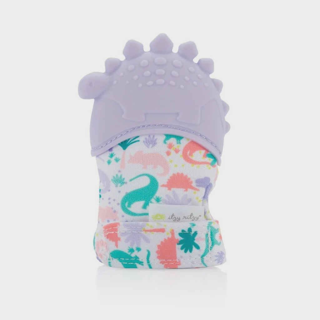 Itzy Mitt™ Silicone Teething Mitts - Lilac Dino
