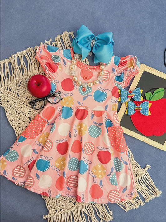 Pink Apples Twirl Dress